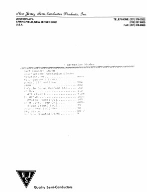 1N39B Datasheet PDF New Jersey Semiconductor