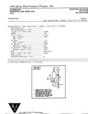 1N4536 Datasheet PDF New Jersey Semiconductor