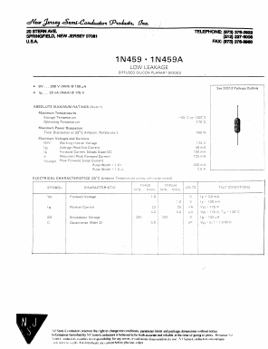 1N459A Datasheet PDF New Jersey Semiconductor