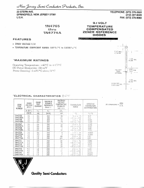 1N4773A Datasheet PDF New Jersey Semiconductor