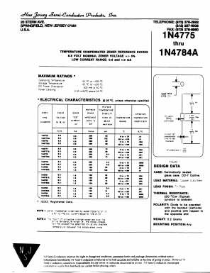 1N4777A Datasheet PDF New Jersey Semiconductor