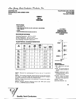 1N944B Datasheet PDF New Jersey Semiconductor