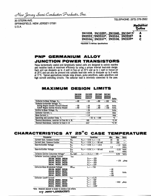 2N2552 Datasheet PDF New Jersey Semiconductor