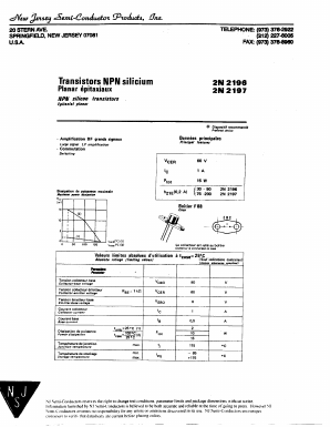 2N2196 Datasheet PDF New Jersey Semiconductor