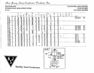 2N219SA Datasheet PDF New Jersey Semiconductor