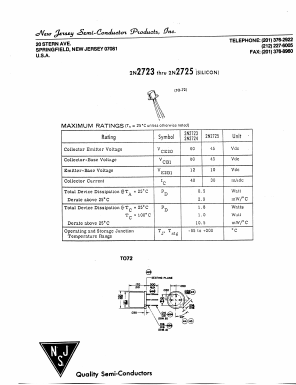 2N2723 Datasheet PDF New Jersey Semiconductor