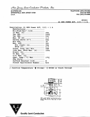 2N3861 Datasheet PDF New Jersey Semiconductor