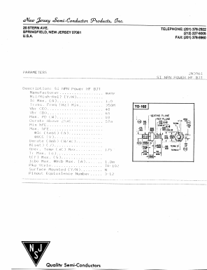 2N3961 Datasheet PDF New Jersey Semiconductor