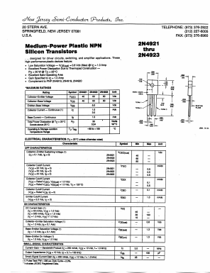 2N4923 Datasheet PDF New Jersey Semiconductor