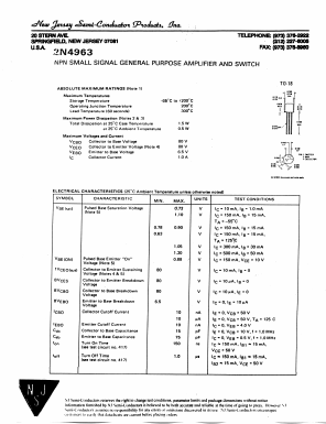 2N4963 Datasheet PDF New Jersey Semiconductor