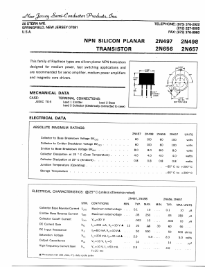 2N497 Datasheet PDF New Jersey Semiconductor