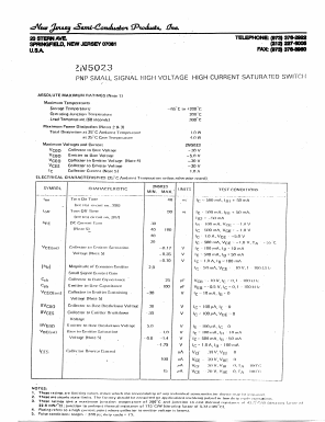 2N5023 Datasheet PDF New Jersey Semiconductor