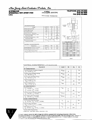 2N5226 Datasheet PDF New Jersey Semiconductor