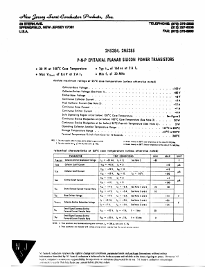 2N5385 Datasheet PDF New Jersey Semiconductor