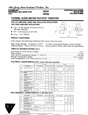2N5398 Datasheet PDF New Jersey Semiconductor
