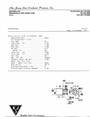 2N5453 Datasheet PDF New Jersey Semiconductor