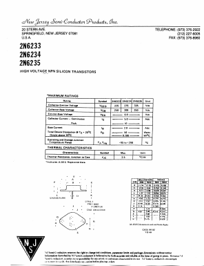 2N6235 Datasheet PDF New Jersey Semiconductor