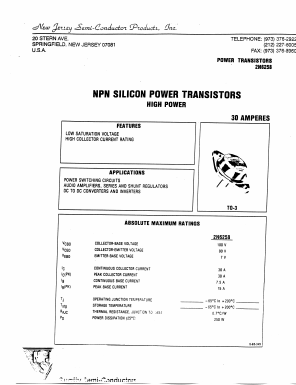 2N6258 Datasheet PDF New Jersey Semiconductor