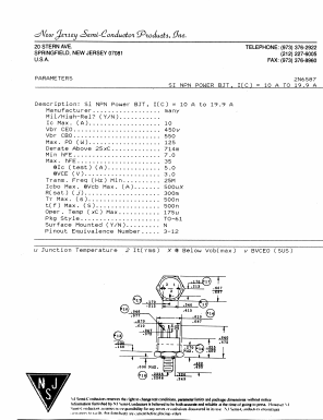 2N6587 Datasheet PDF New Jersey Semiconductor