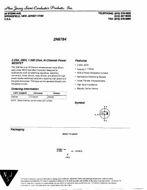 2N6784 Datasheet PDF New Jersey Semiconductor