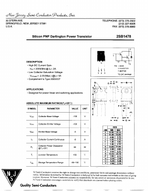 2SB1478 Datasheet PDF New Jersey Semiconductor