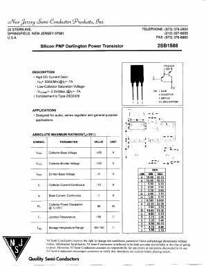 2SB1588 Datasheet PDF New Jersey Semiconductor