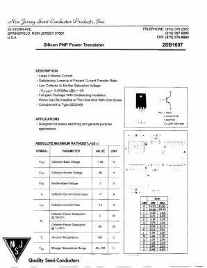 2SB1607 Datasheet PDF New Jersey Semiconductor