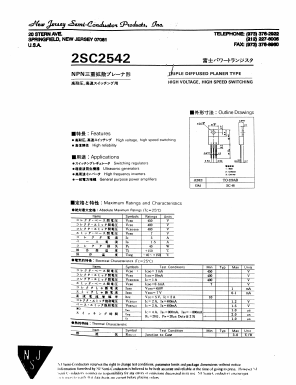 2SC2542 Datasheet PDF New Jersey Semiconductor
