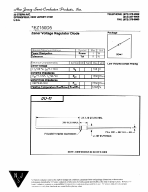 1EZ150D5 Datasheet PDF New Jersey Semiconductor