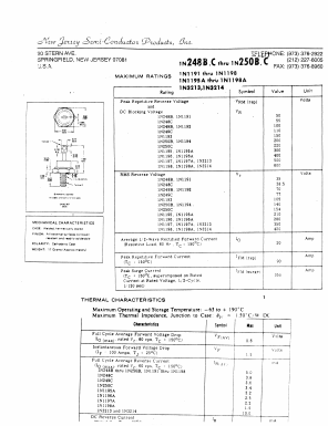 1N1192 Datasheet PDF New Jersey Semiconductor