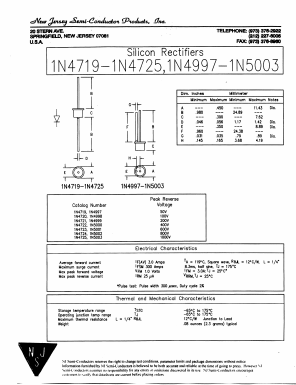 1N5001 Datasheet PDF New Jersey Semiconductor