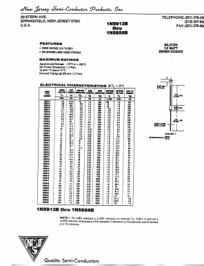 1N5956B Datasheet PDF New Jersey Semiconductor