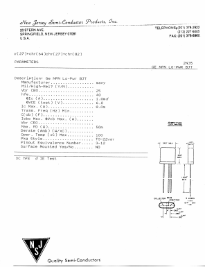 2N35 Datasheet PDF New Jersey Semiconductor
