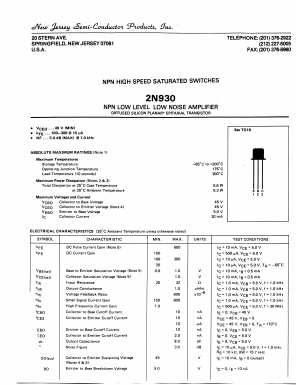 2N930 Datasheet PDF New Jersey Semiconductor