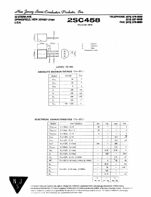 2SC458 Datasheet PDF New Jersey Semiconductor