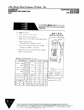 D634 Datasheet PDF New Jersey Semiconductor