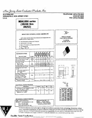 MDA110A Datasheet PDF New Jersey Semiconductor