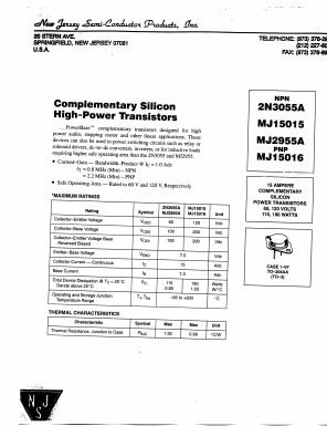 MJ2955A Datasheet PDF New Jersey Semiconductor