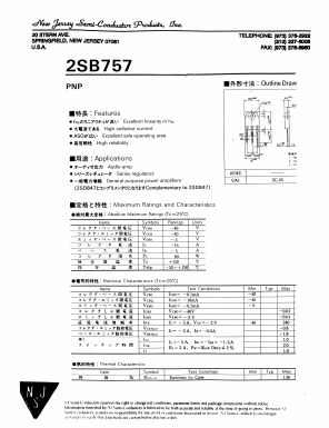 2SB757 Datasheet PDF New Jersey Semiconductor