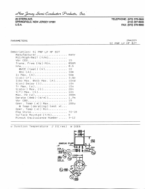 2N4209 Datasheet PDF New Jersey Semiconductor