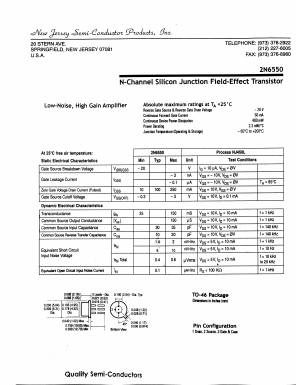 2N6550 Datasheet PDF New Jersey Semiconductor