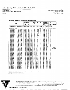 1.5KE6V8P Datasheet PDF New Jersey Semiconductor