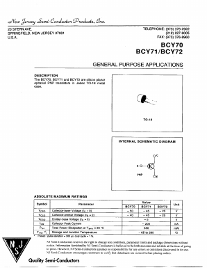 BCY72 Datasheet PDF New Jersey Semiconductor