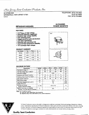 IRF251 Datasheet PDF New Jersey Semiconductor
