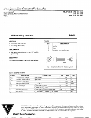 BSX20 Datasheet PDF New Jersey Semiconductor