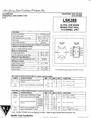 LSK389B Datasheet PDF New Jersey Semiconductor