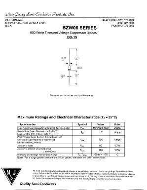 BZW06-70 Datasheet PDF New Jersey Semiconductor