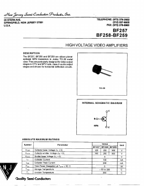 BF257 Datasheet PDF New Jersey Semiconductor