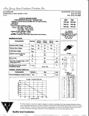 TIP122 Datasheet PDF New Jersey Semiconductor