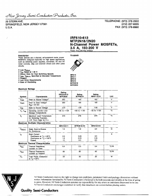 IRF613 Datasheet PDF New Jersey Semiconductor